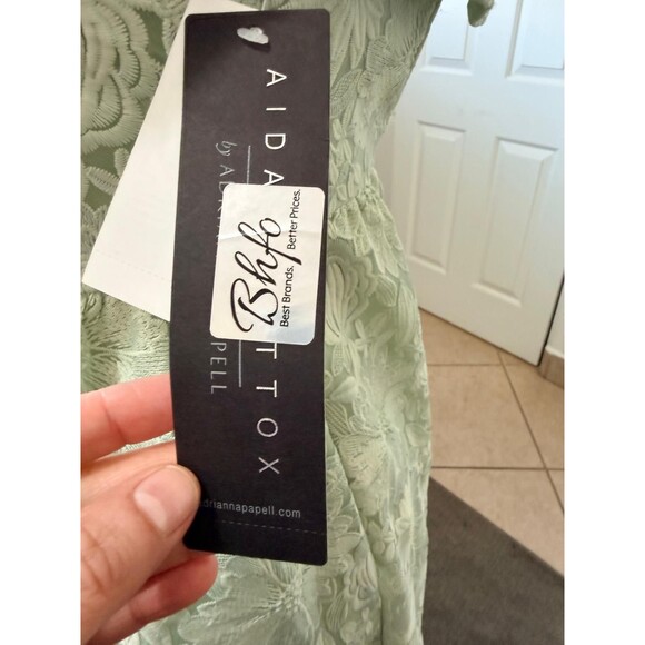 Aidan Mattox by Adrianna Papell Size 12 Mint Embroidered Ballgown Midi Dress New - Picture 7 of 14